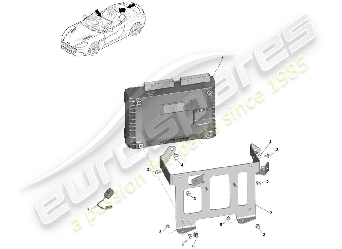 aston martin vanquish (2014) verstärker, b&o, volante-teilediagramm