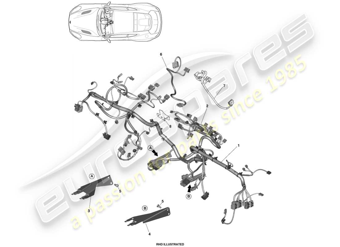 aston martin vanquish (2013) ip-kabelbaum-teilediagramm