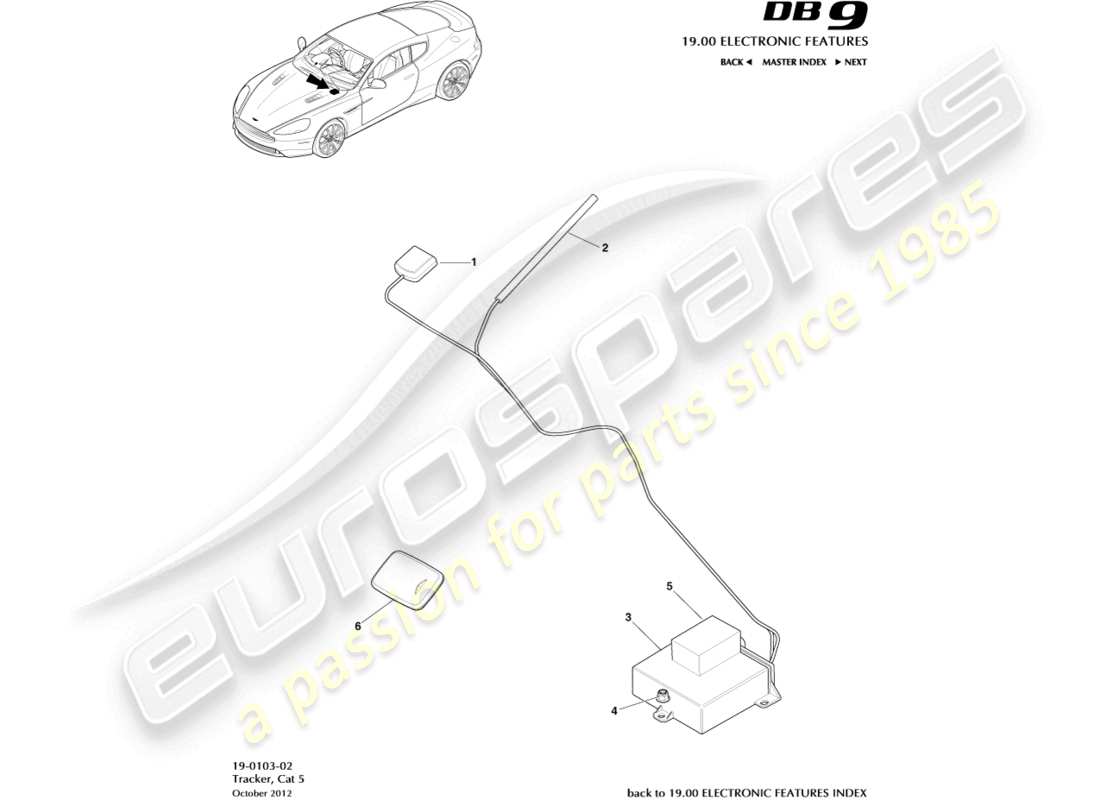 aston martin db9 (2014) cat 5 tracker-teilediagramm