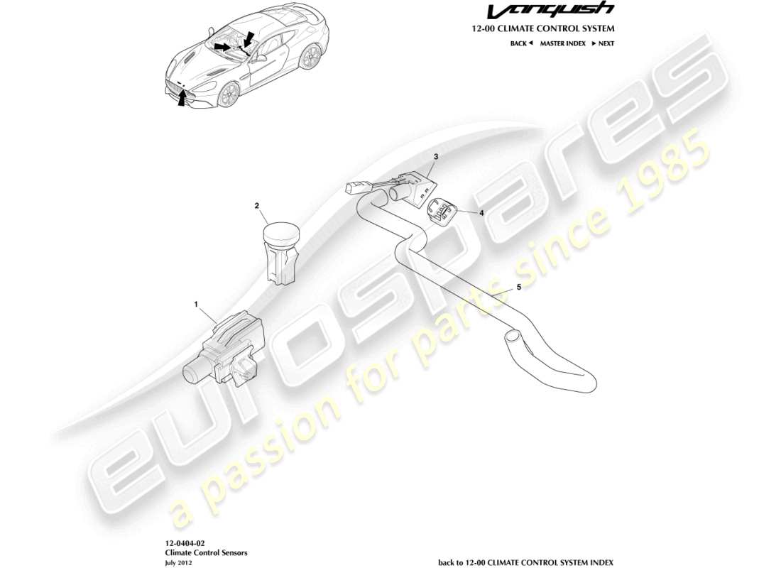 aston martin vanquish (2016) sensoren teilediagramm