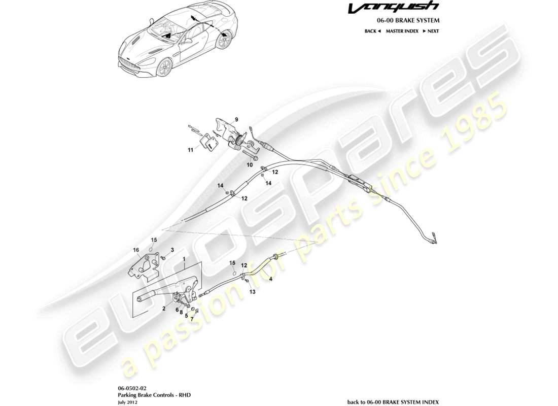 aston martin vanquish (2017) parkbremse, rhd-ersatzteildiagramm