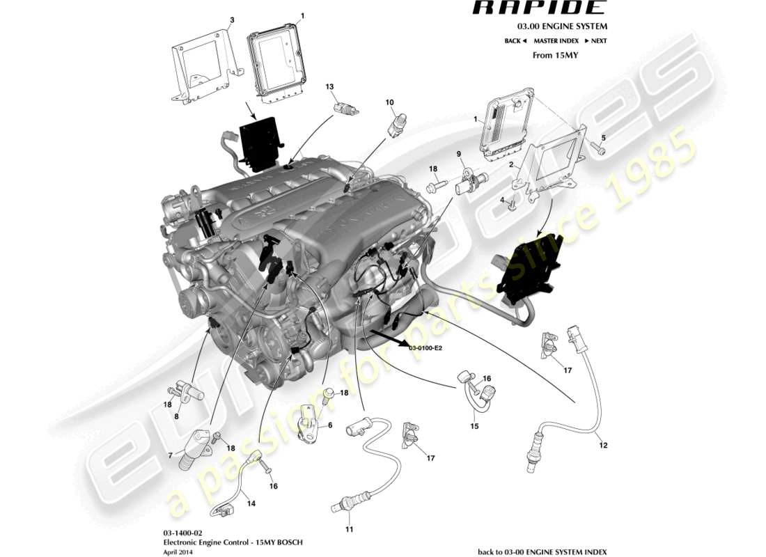 aston martin rapide (2011) elektronische motorsteuerung, 15my teilediagramm