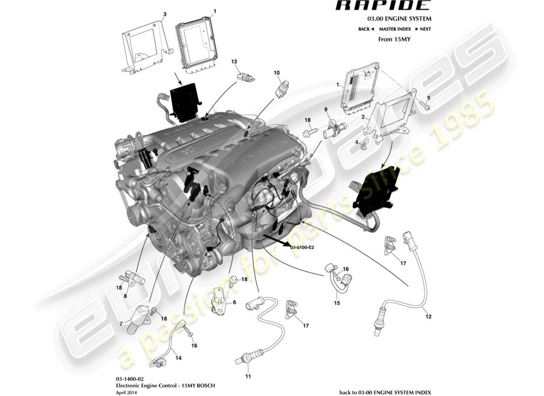 aston martin rapide (2013) elektronische motorsteuerung, 15my teilediagramm
