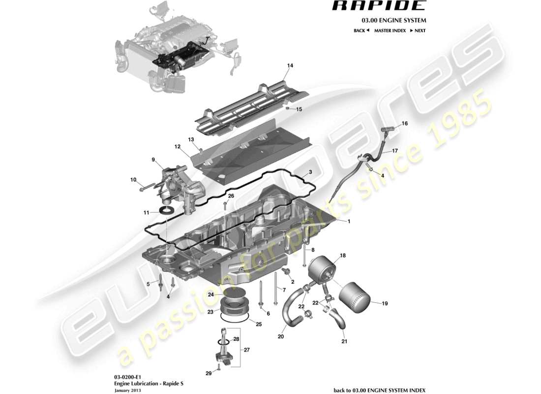 aston martin rapide (2019) motorschmierung teilediagramm