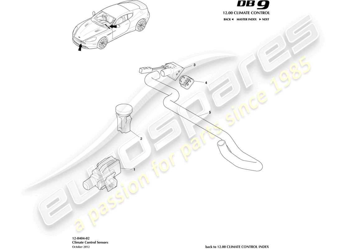 aston martin db9 (2017) sensoren teilediagramm