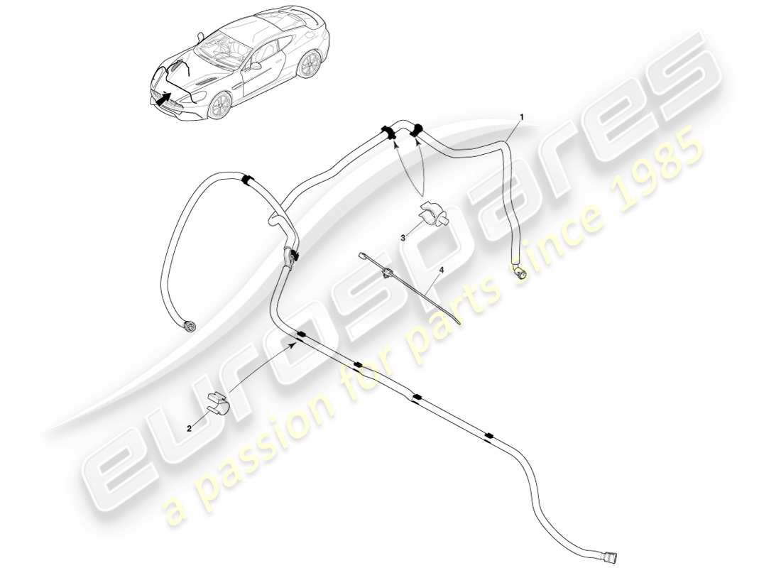 aston martin vanquish (2014) teilediagramm der scheinwerferwaschanlage