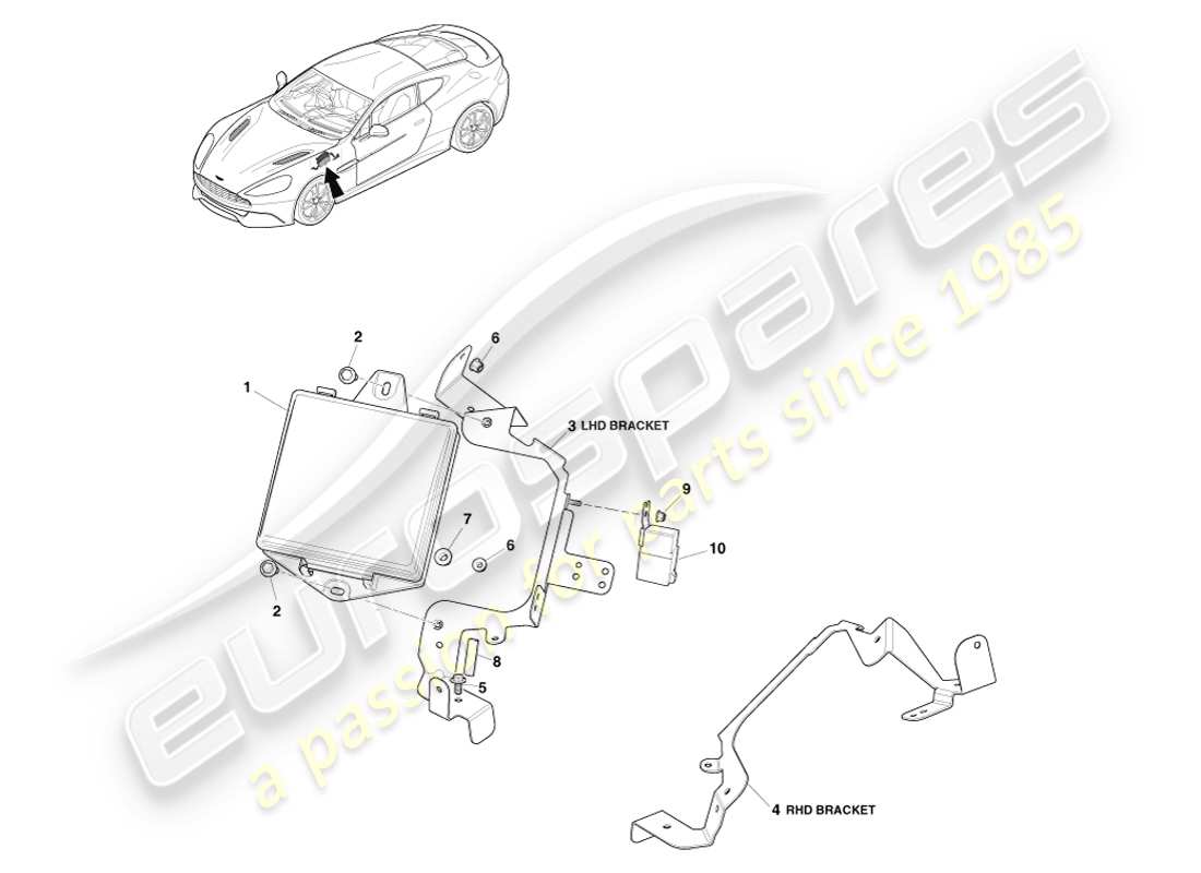 aston martin vanquish (2013) teilediagramm des sicherungskastens im motorraum
