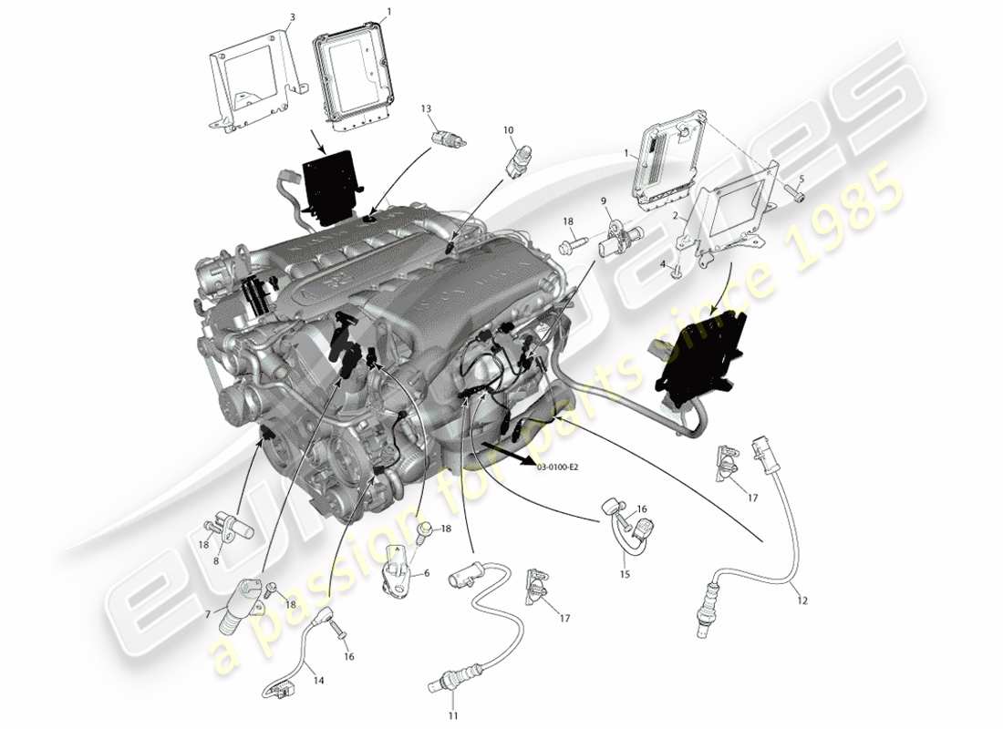 aston martin vanquish (2014) elektronische motorsteuerung, bosch-ersatzteildiagramm