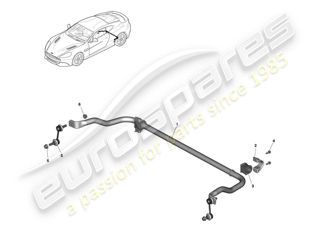 aston martin vanquish (2013) teilediagramm für hinteren stabilisator