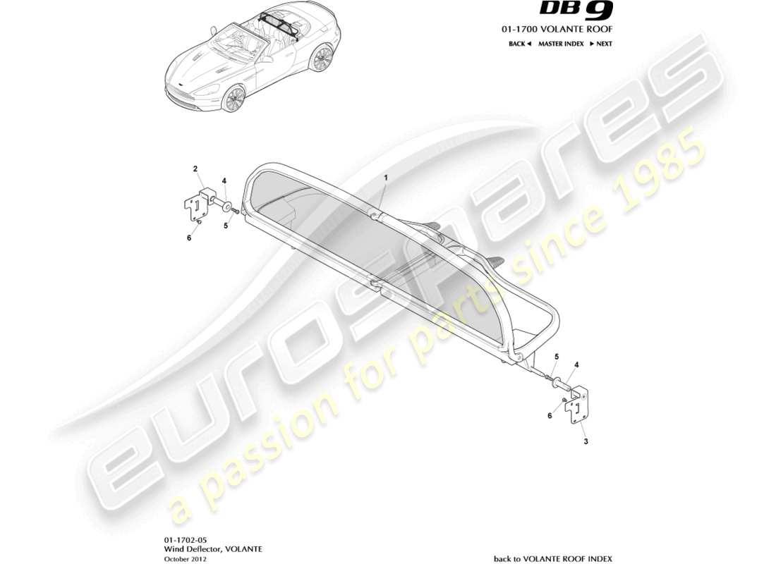 aston martin db9 (2015) windabweiser ersatzteildiagramm