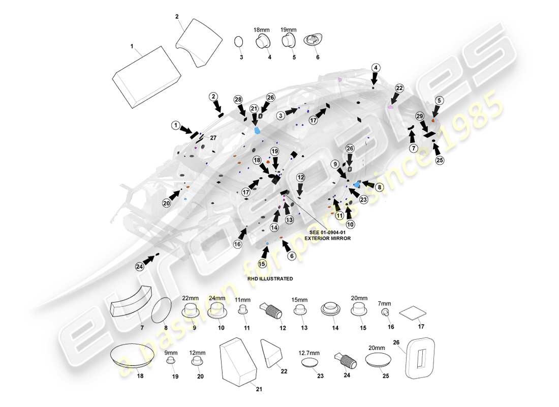 aston martin vanquish (2013) teilediagramm für statische dichtung