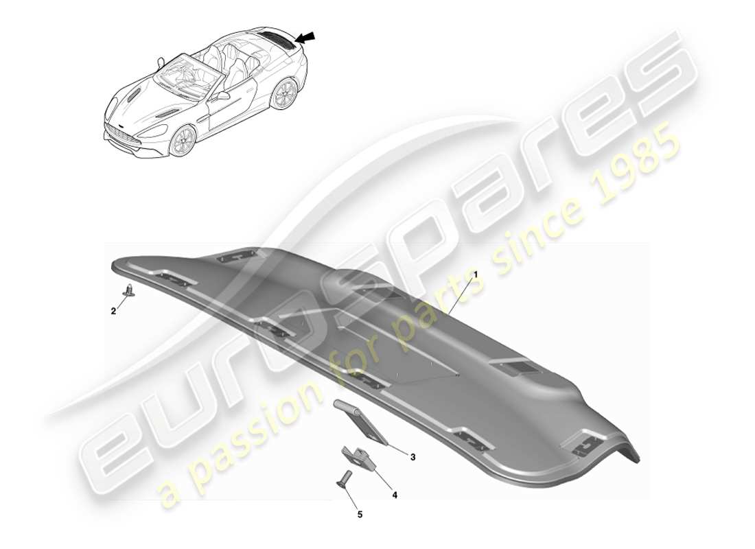 aston martin vanquish (2013) heckklappenverkleidung, volante-ersatzteildiagramm