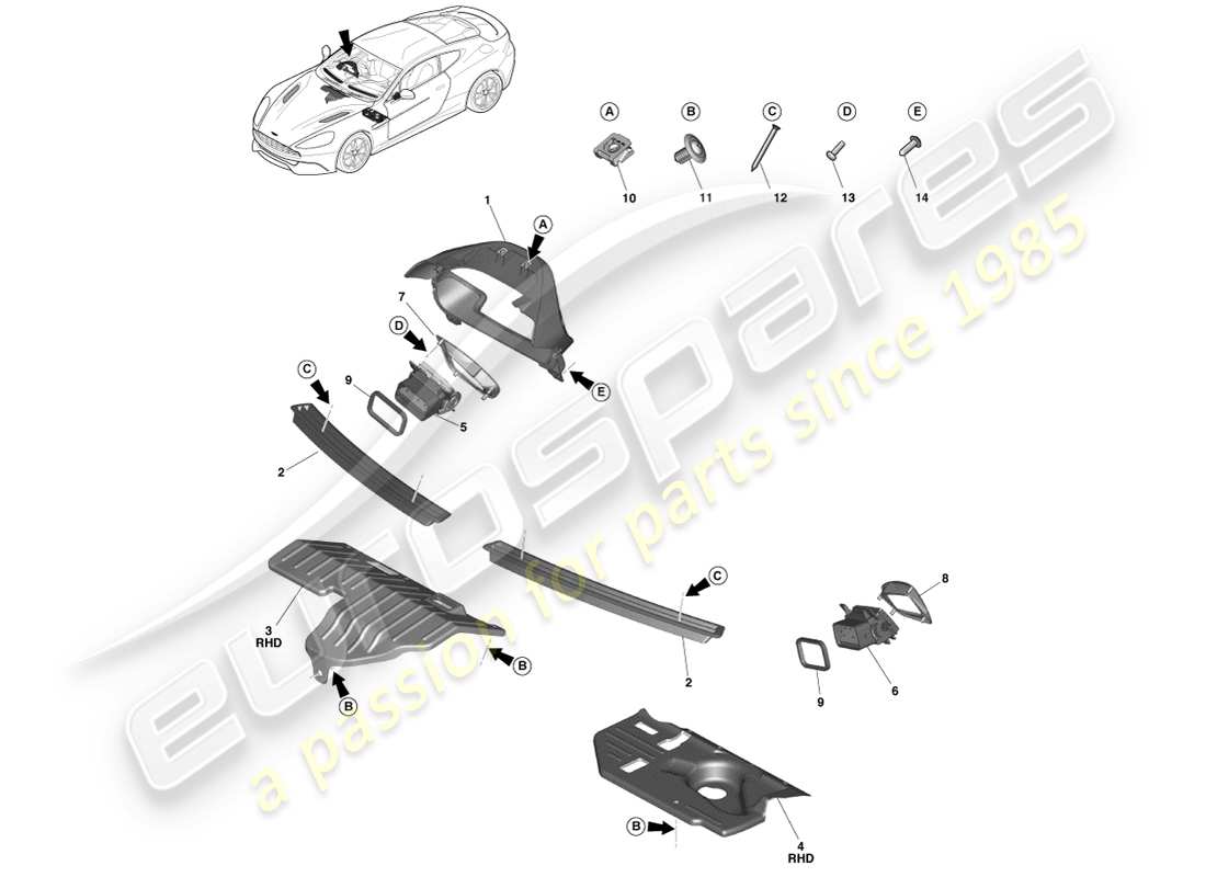 aston martin vanquish (2013) angewandte teile teilediagramm
