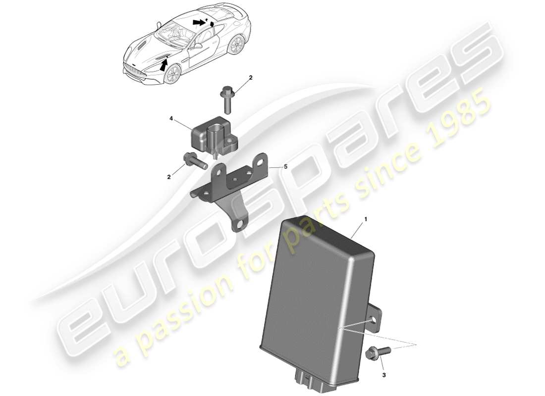 aston martin vanquish (2013) teilediagramm des aktiven dämpfungsmoduls