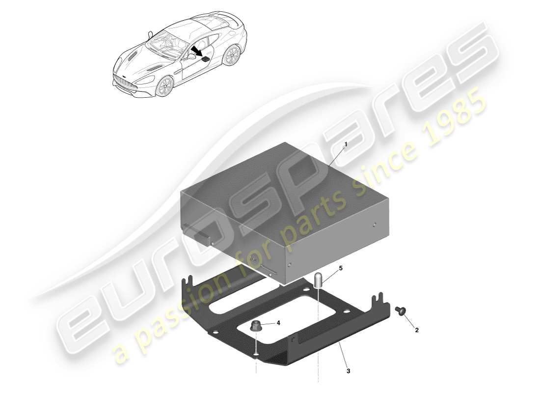 aston martin vanquish (2013) teilediagramm der infotainment-haupteinheit
