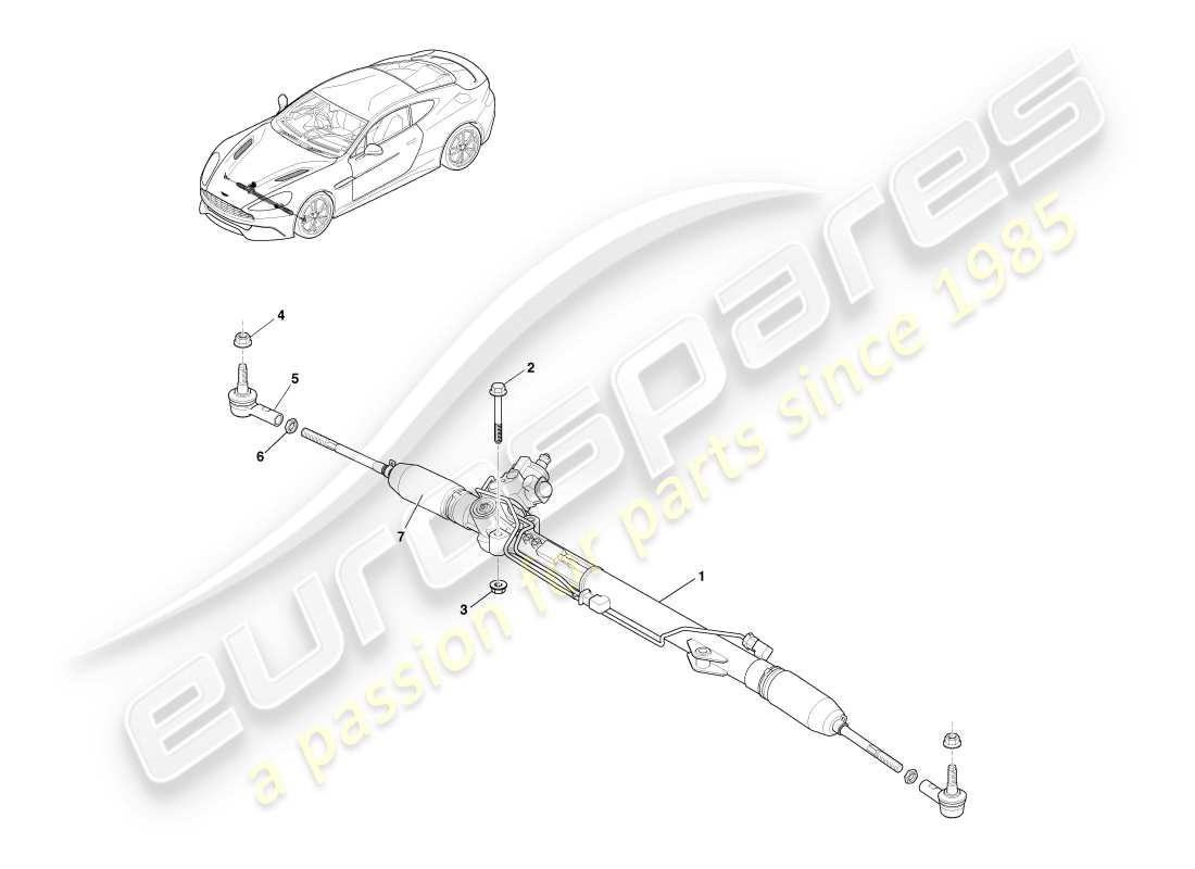 aston martin vanquish (2013) lenkgetriebe, rhd-ersatzteildiagramm