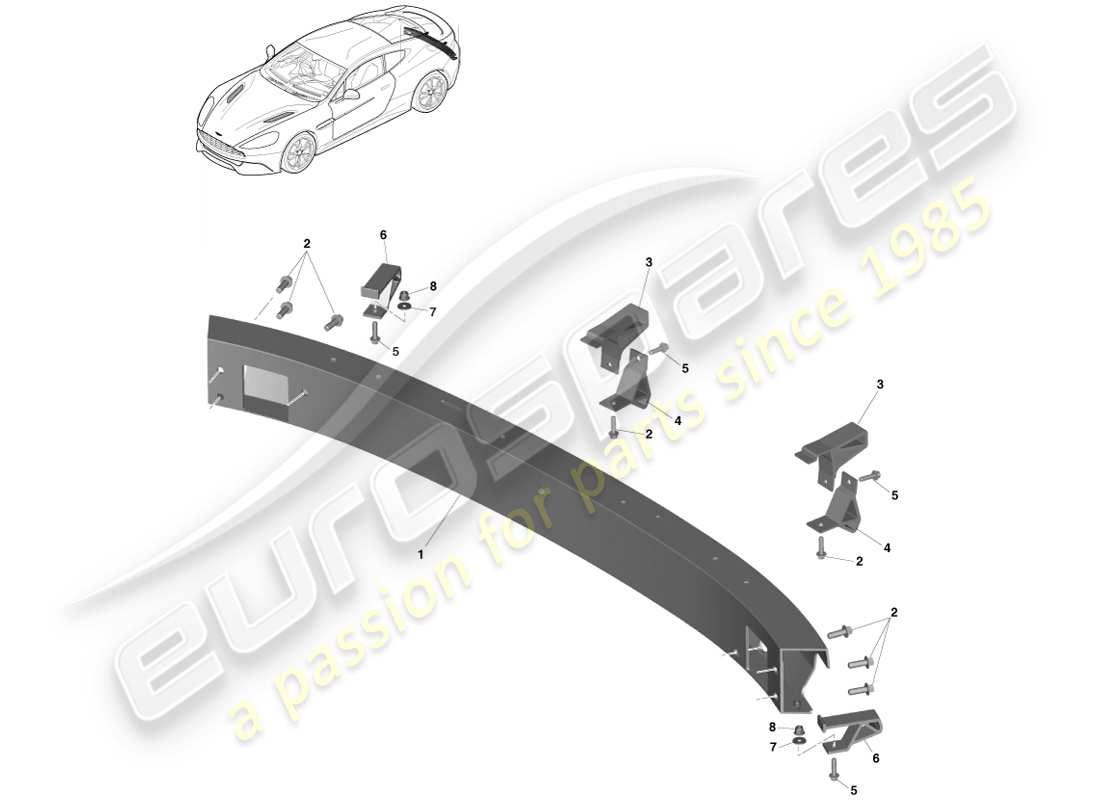aston martin vanquish (2013) heckstoßfängerstruktur, fed, gcc, china, teilediagramm
