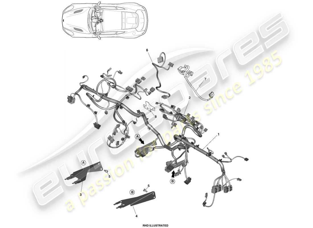 aston martin vanquish (2014) ip-kabelbaum-teilediagramm
