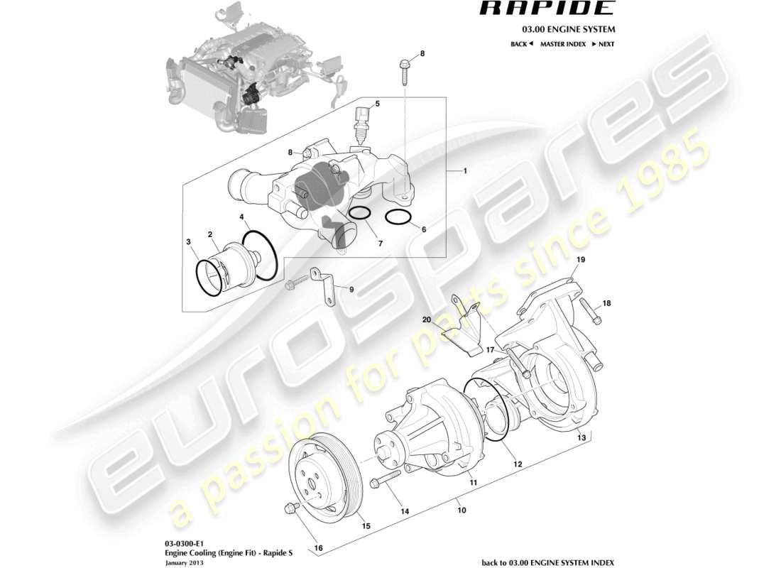 aston martin rapide (2011) teilediagramm motorkühlung