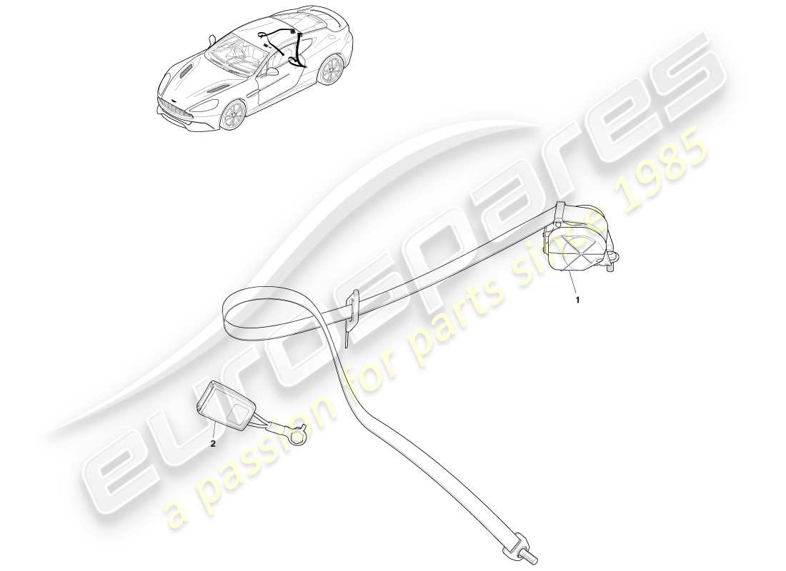 aston martin vanquish (2013) sicherheitsgurte hinten ersatzteildiagramm