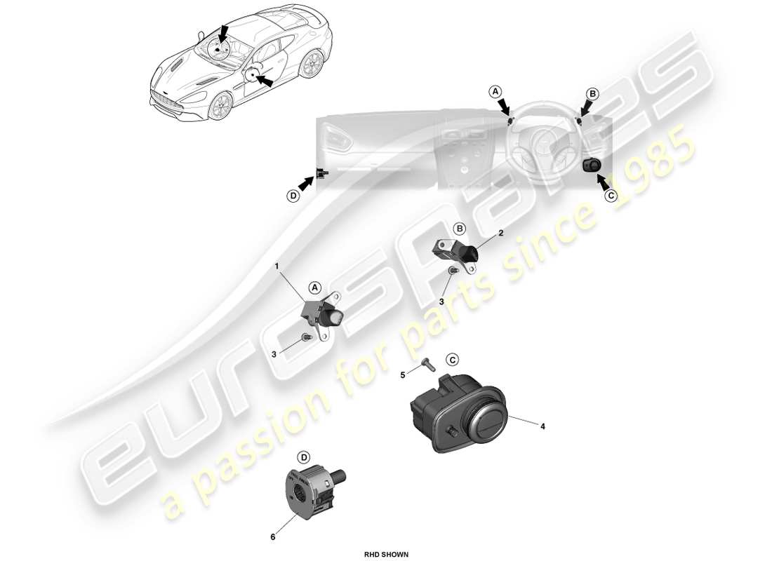 aston martin vanquish (2014) teilediagramm für ip-switches
