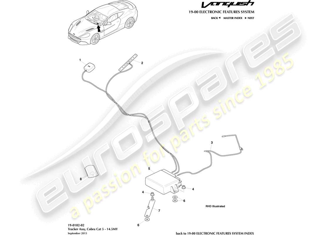 aston martin vanquish (2018) cat-5 tracker, 14.5my teilediagramm