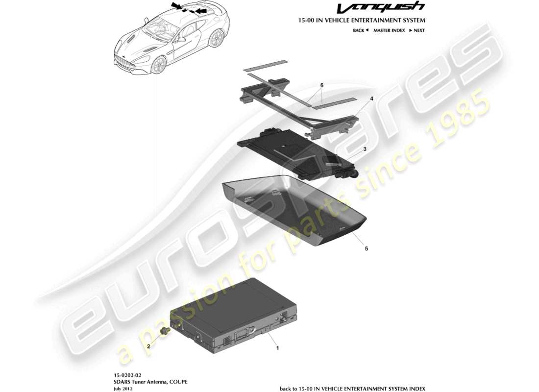aston martin vanquish (2017) sdars tuner, coupé-teilediagramm