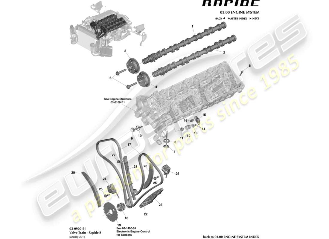 aston martin rapide (2018) teilediagramm des ventiltriebs