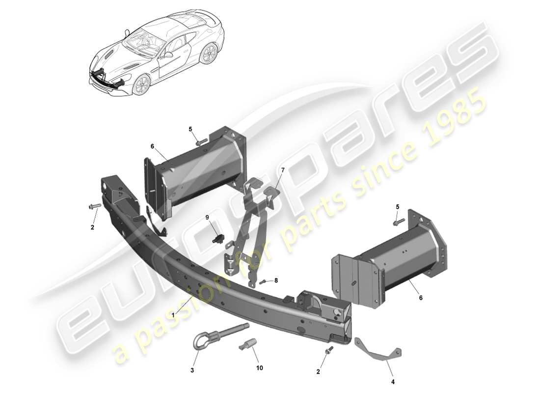 aston martin vanquish (2014) frontstoßfängerstruktur, row-teilediagramm