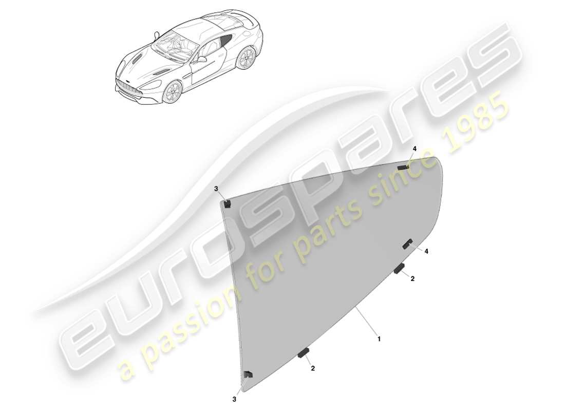 aston martin vanquish (2014) hinteres seitenfenster, coupé-teilediagramm