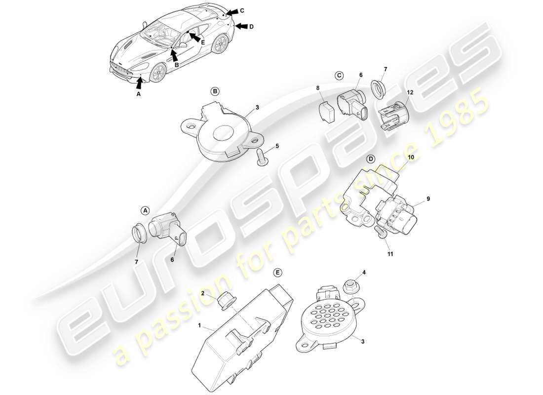 aston martin vanquish (2013) parking aid ersatzteildiagramm