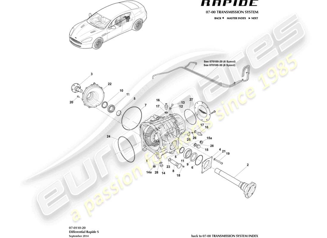 aston martin rapide (2011) differential, s-teilediagramm