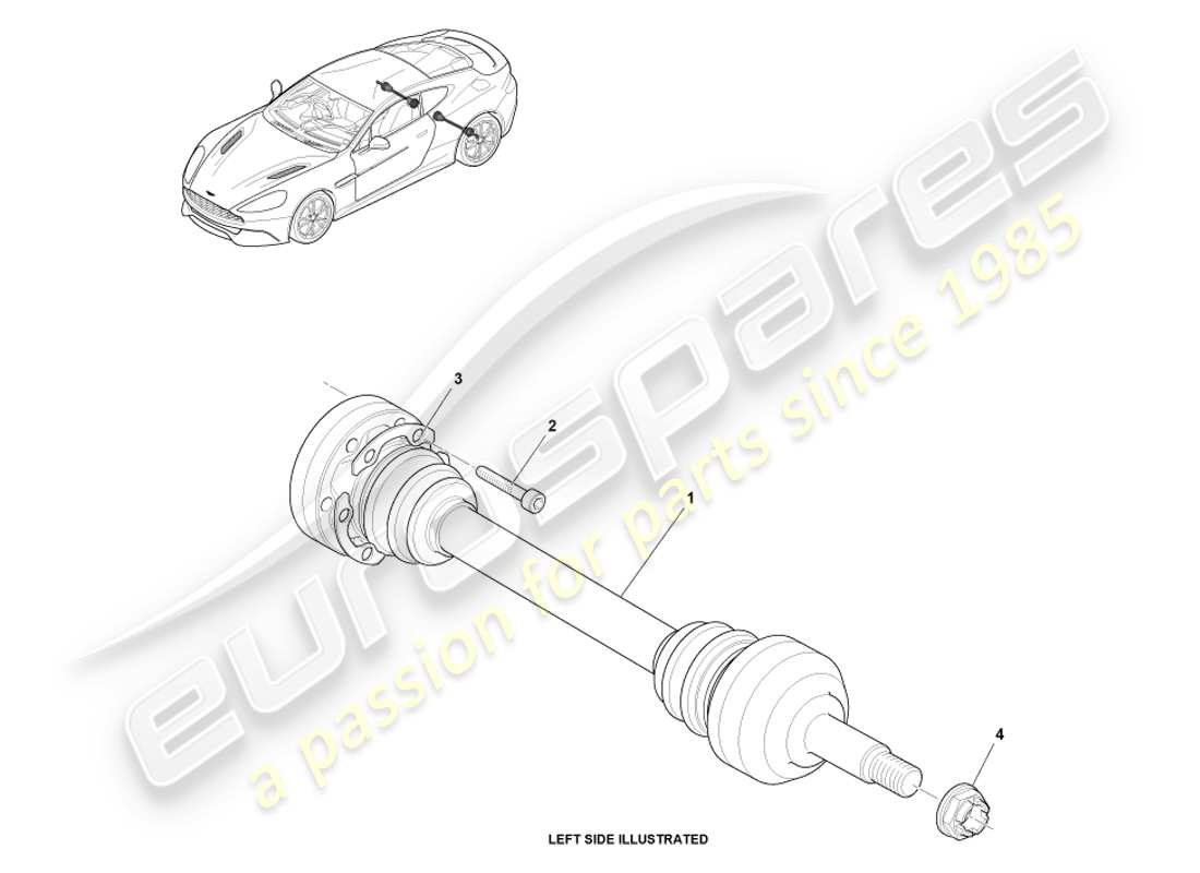 aston martin vanquish (2014) teilediagramm der hinteren halbwelle
