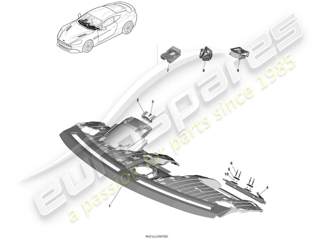aston martin vanquish (2014) ip-substrat-teilediagramm
