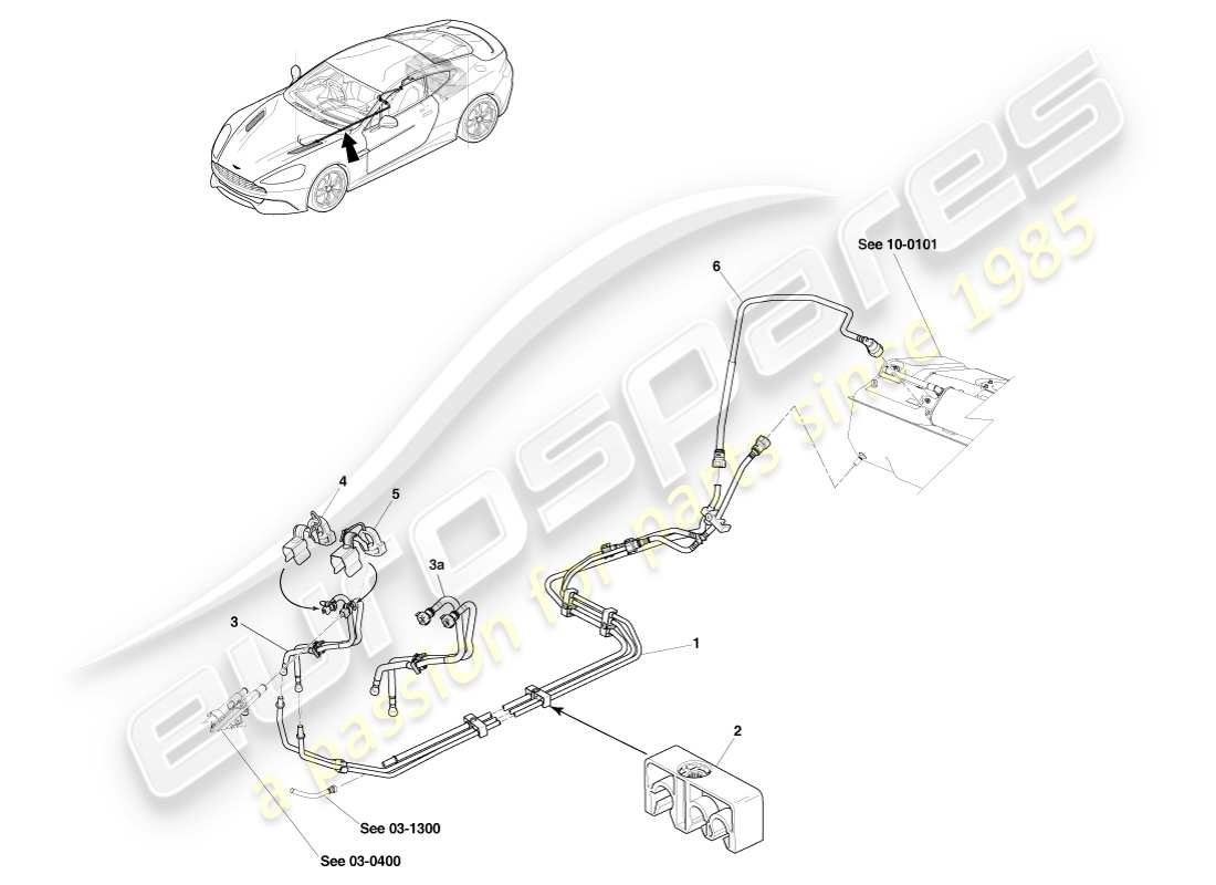 aston martin vanquish (2014) kraftstoffverteilung, 15my im teilediagramm