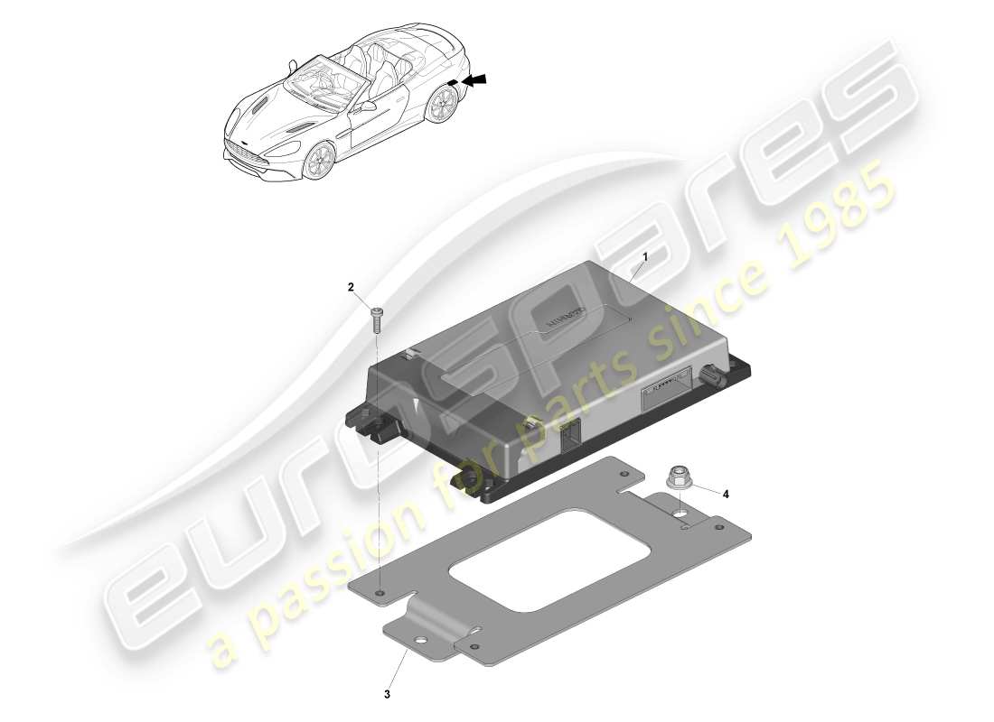 aston martin vanquish (2013) navigationsmodul, volante-ersatzteildiagramm