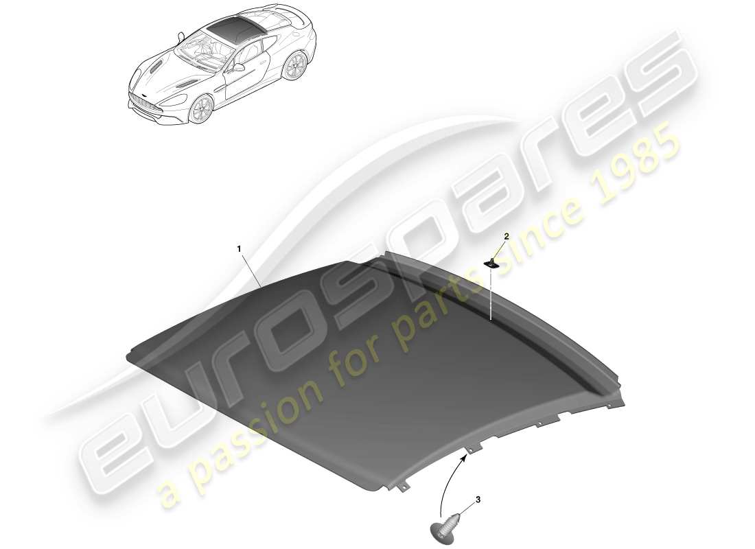 aston martin vanquish (2014) teilediagramm der dachhimmelbaugruppe
