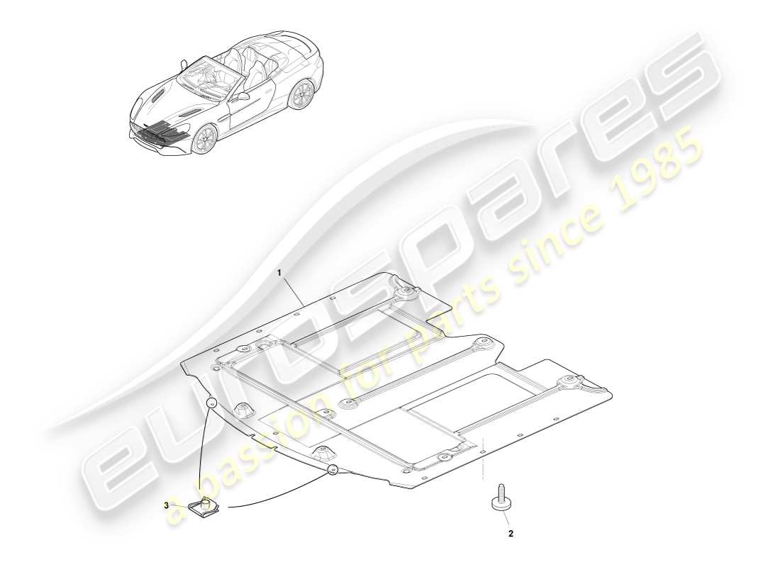 aston martin vanquish (2013) vordere unterbodenabdeckung, volante-ersatzteildiagramm