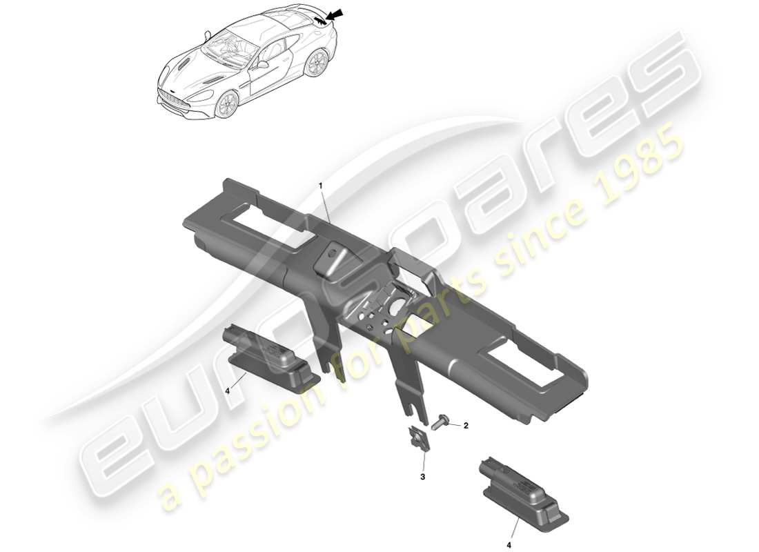 aston martin vanquish (2013) teilediagramm für kennzeichenleuchten