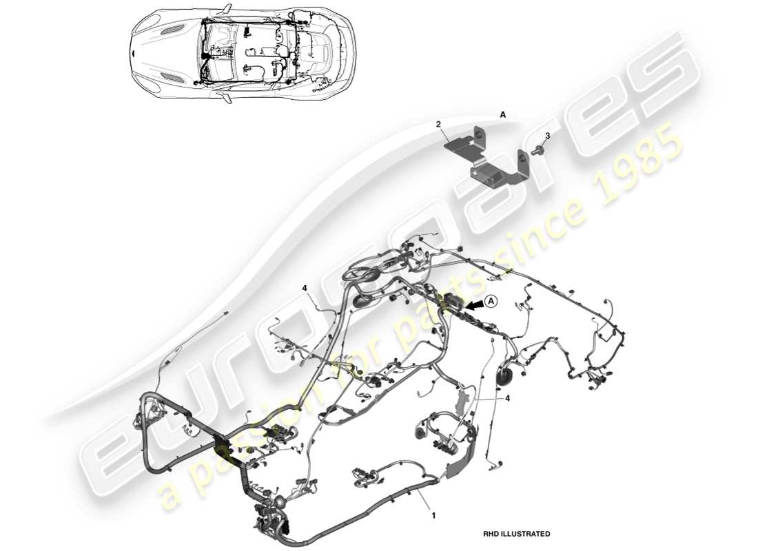 aston martin vanquish (2013) karosseriekabelbaum, coupé-teilediagramm