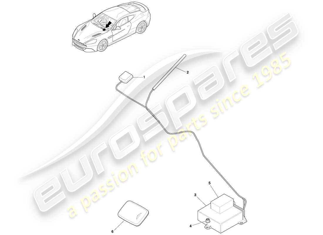 aston martin vanquish (2013) cat-5 tracker-teilediagramm