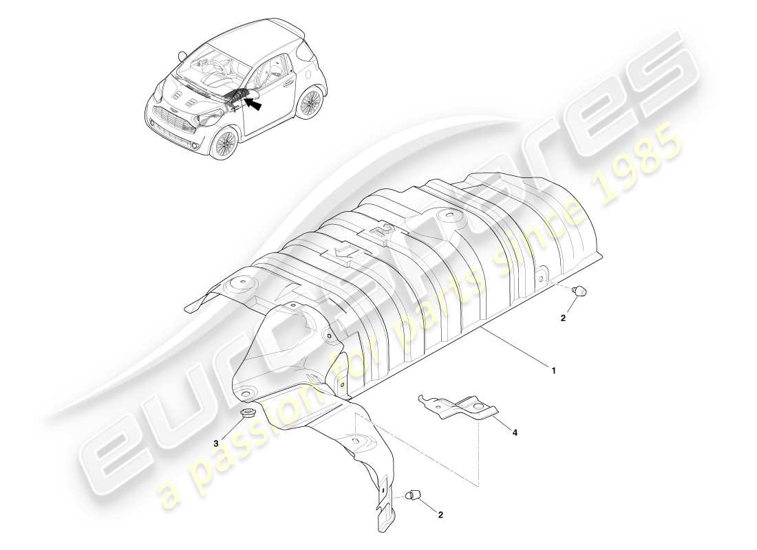 aston martin cygnet (2012) teilediagramm der isolator-unterbaugruppe