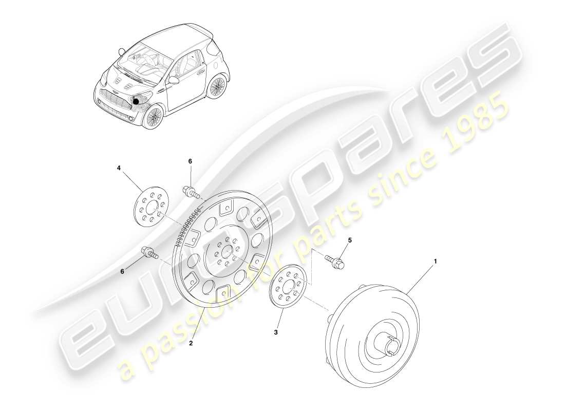aston martin cygnet (2012) teilediagramm des drehmomentwandlers