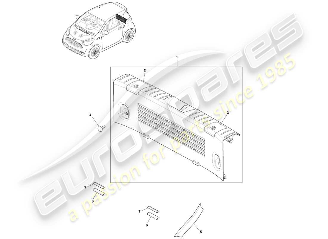 aston martin cygnet (2012) teilediagramm laderaumverkleidung