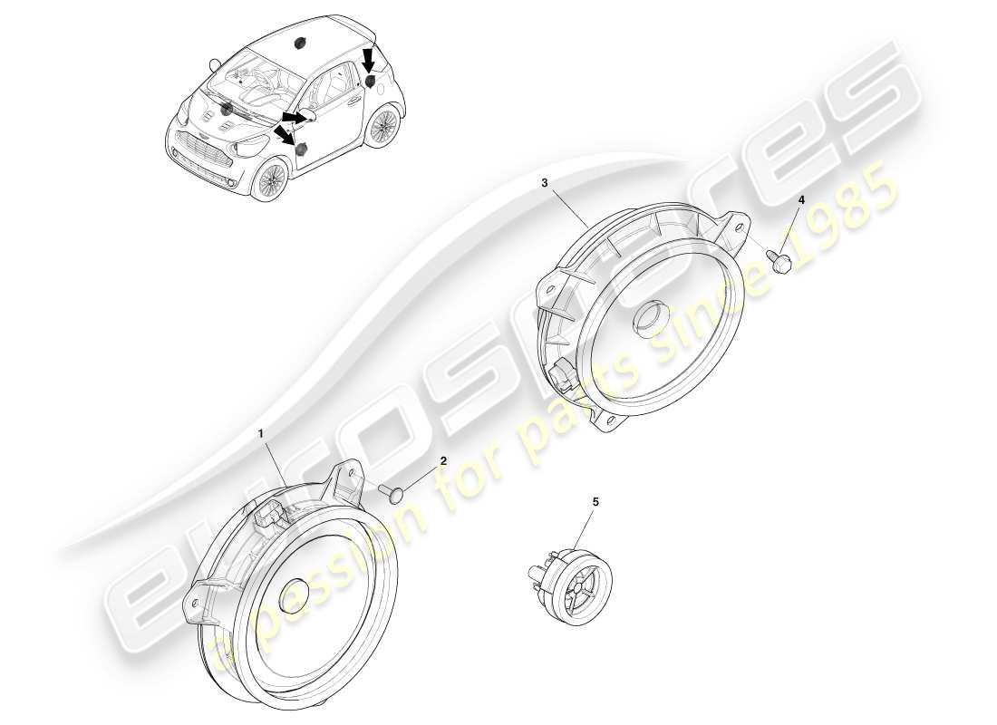 aston martin cygnet (2012) lautsprecher-teilediagramm