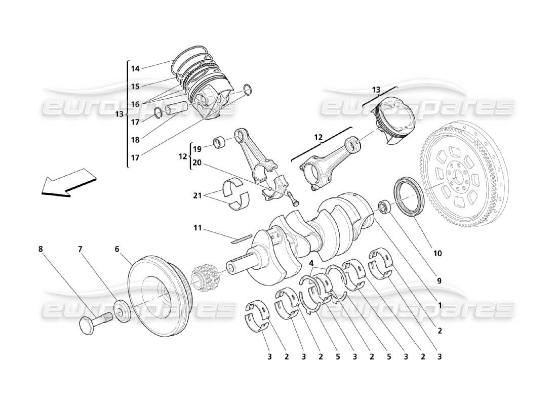 maserati qtp. (2003) 4.2 kurbelmechanismus teilediagramm