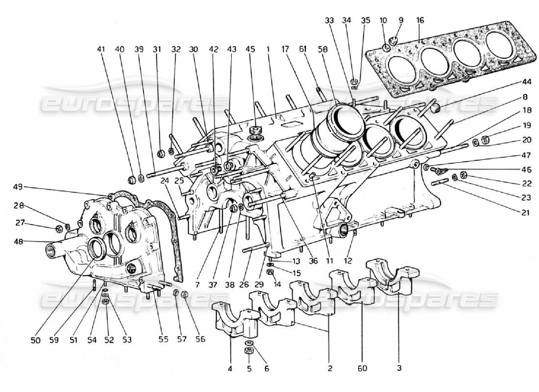 ferrari 308 gtb (1976) kurbelgehäuse-teilediagramm