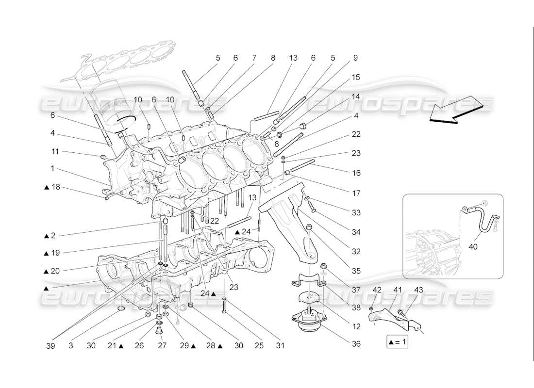 maserati qtp. (2006) 4.2 f1 kurbelgehäuse-teilediagramm