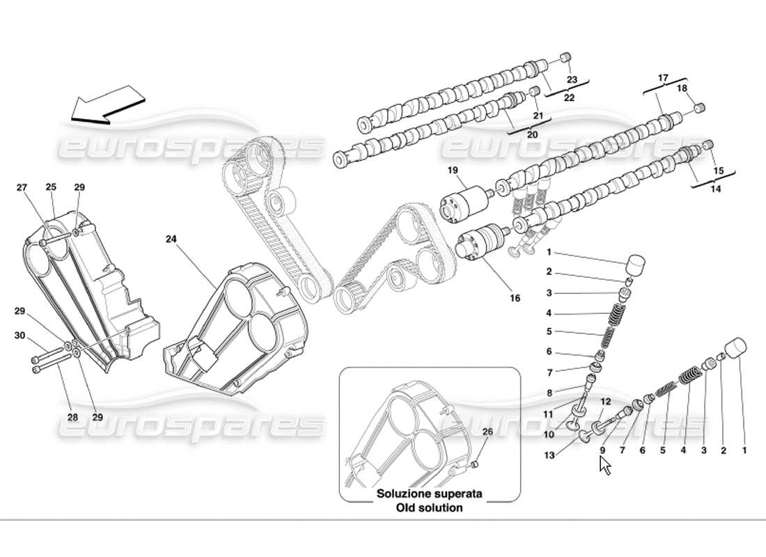 FERRARI 360 MODENA TEILEDIAGRAMM FÜR STEUERSTÖßEL UND ABSCHIRMUNGEN ferrari 360 modena teilediagramm für steuerstößel und abschirmungen