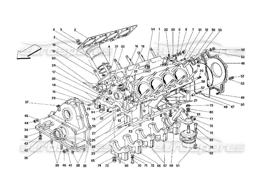 ferrari 348 (2.7 motronic) kurbelgehäuse-teilediagramm